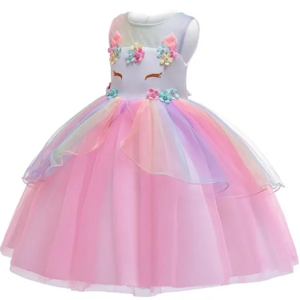 Unicorn Dresses Princess Pageant Outfits Matching Headband - Image 4