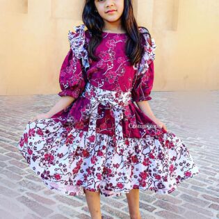 National Day Qatar Design Printed Dress.