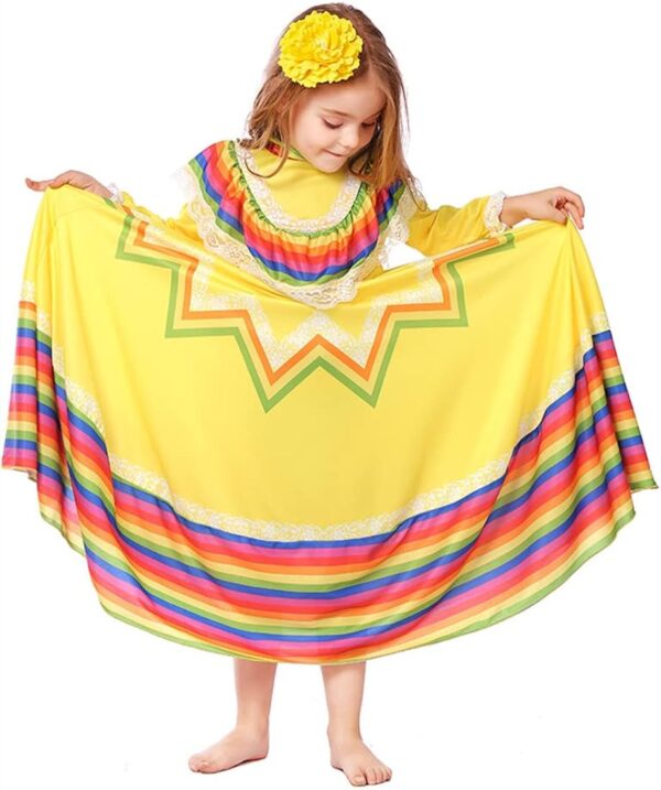 Mexican Folk Dance Dress for Girls - Image 2