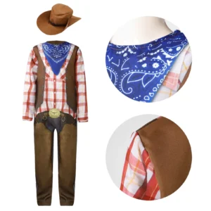 Kids Cowboy Costume Print Dress Up Cosplay Bodysuit