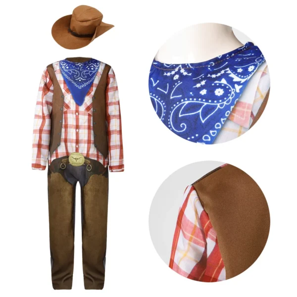 Kids Cowboy Costume Print Dress Up Cosplay Bodysuit