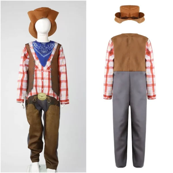 Kids Cowboy Costume Print Dress Up Cosplay Bodysuit - Image 3