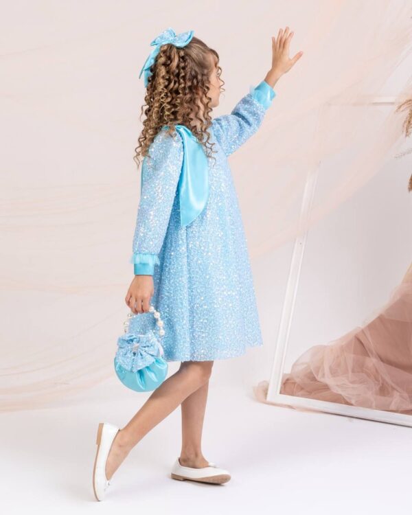 Sparkle Princess Eid dress Outfit Set - Blue - Image 3
