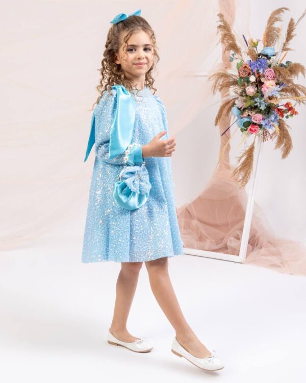 Sparkle Princess Eid dress Outfit Set - Blue - Image 2